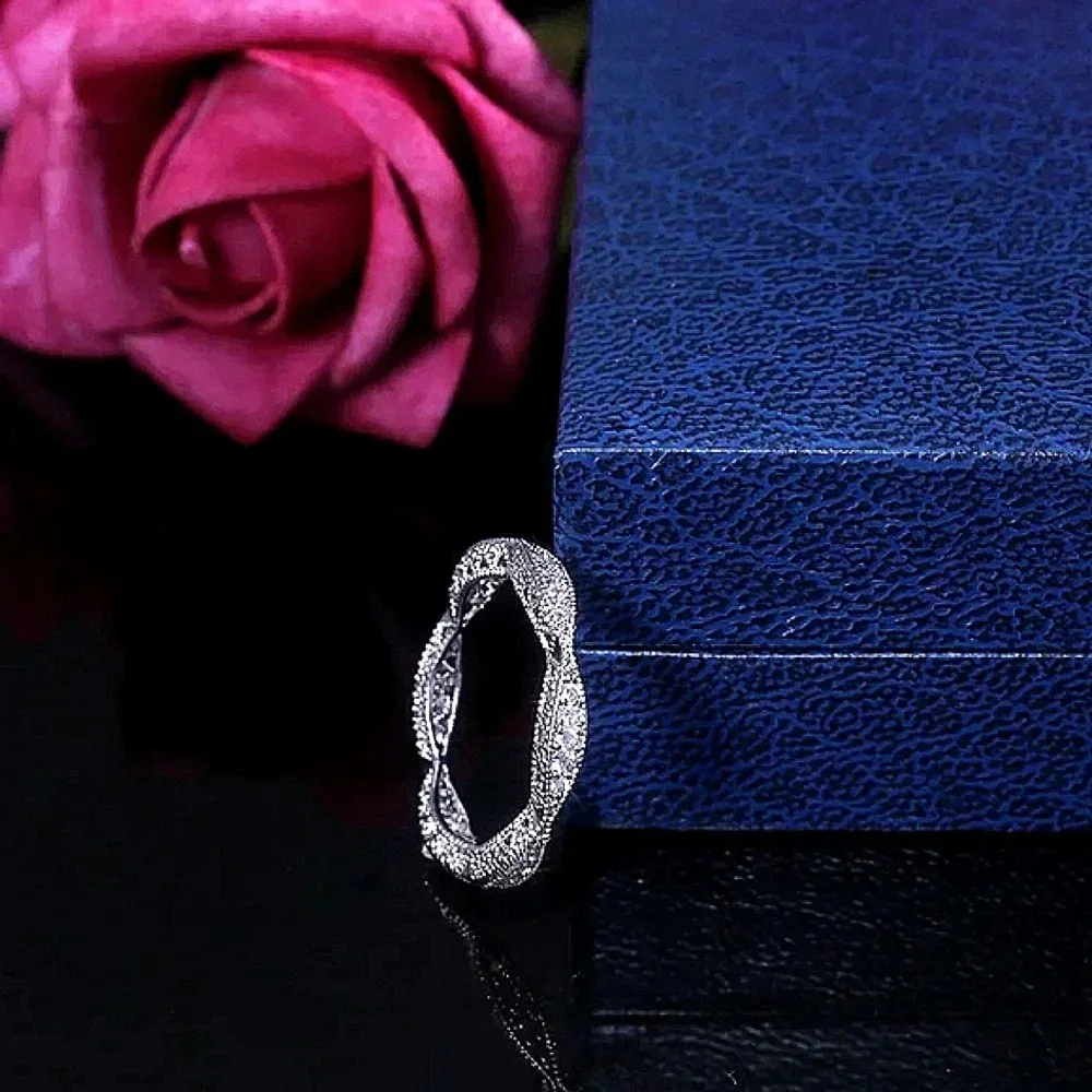 NEW Women's Gold Plated Silver Eternity Simulated Diamond Band Ring‎ Sz 10